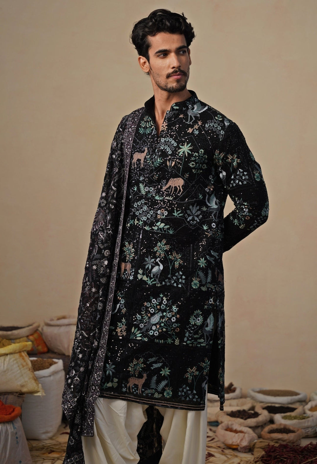 Black Georgette Kurta and Patiala Pants Set Kalpraag - Fabilicious Fashion