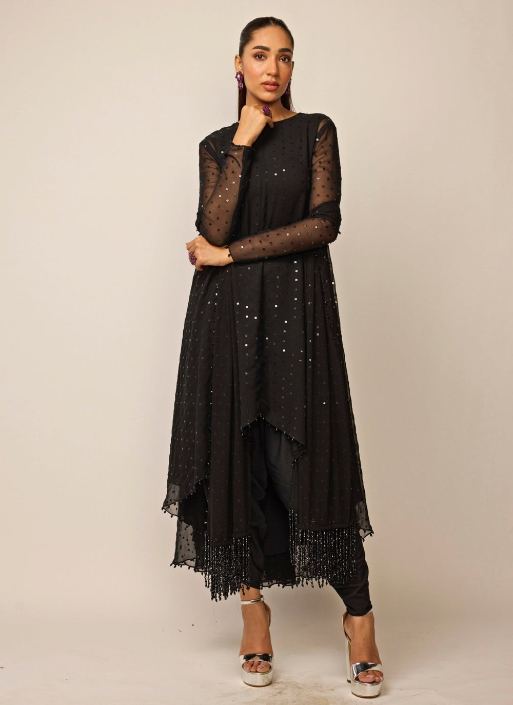 Vvani by Vani Vats Black Georgette Kurta Dhoti SetFabilicious Fashion