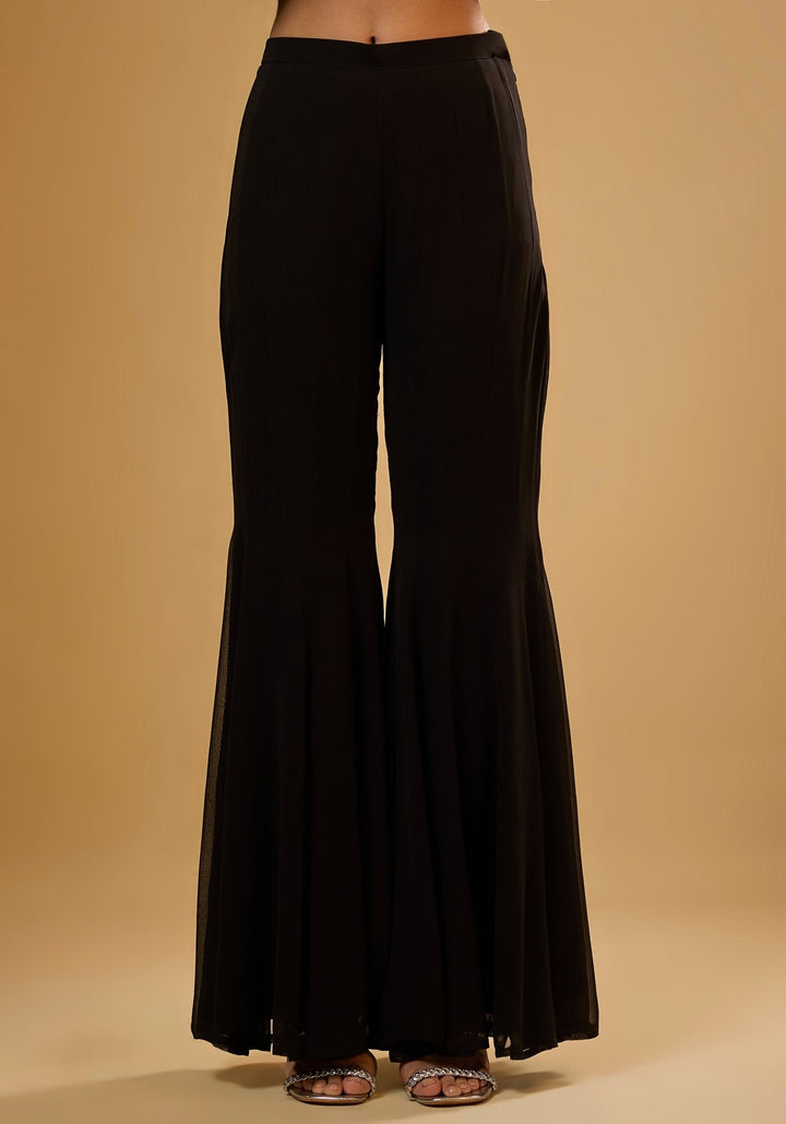 Black Georgette Kurta Sharara Set Renee Label - Fabilicious Fashion