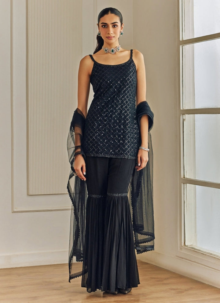 Studio Iris Black Georgette Kurta Sharara SetFabilicious Fashion