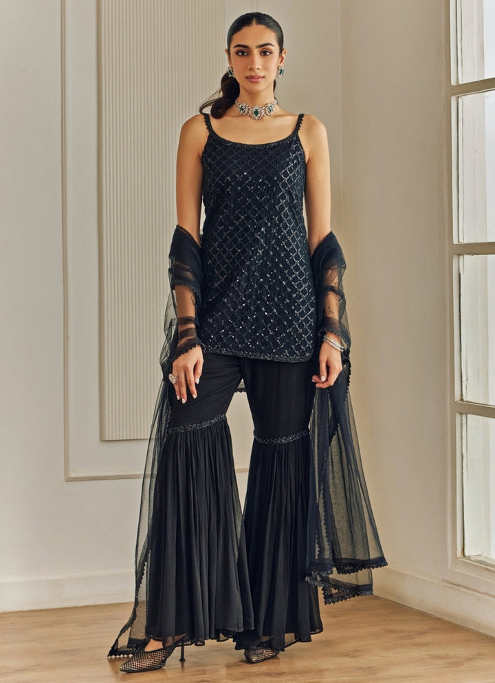 Studio Iris Black Georgette Kurta Sharara SetFabilicious Fashion