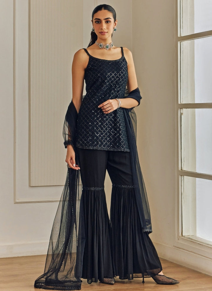 Studio Iris Black Georgette Kurta Sharara SetFabilicious Fashion