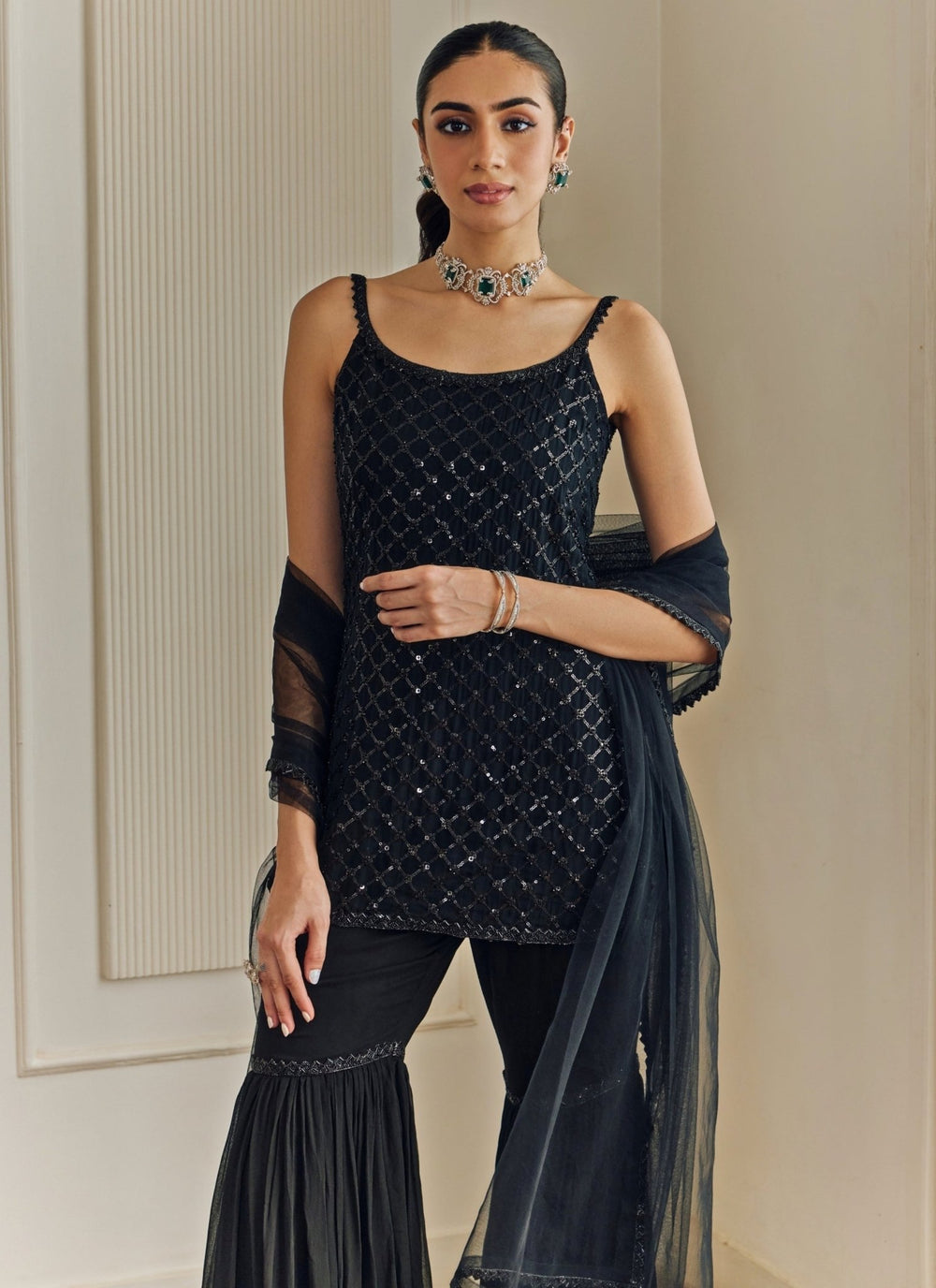 Studio Iris Black Georgette Kurta Sharara SetFabilicious Fashion