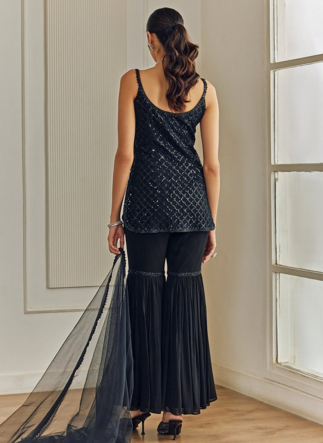 Studio Iris Black Georgette Kurta Sharara SetFabilicious Fashion