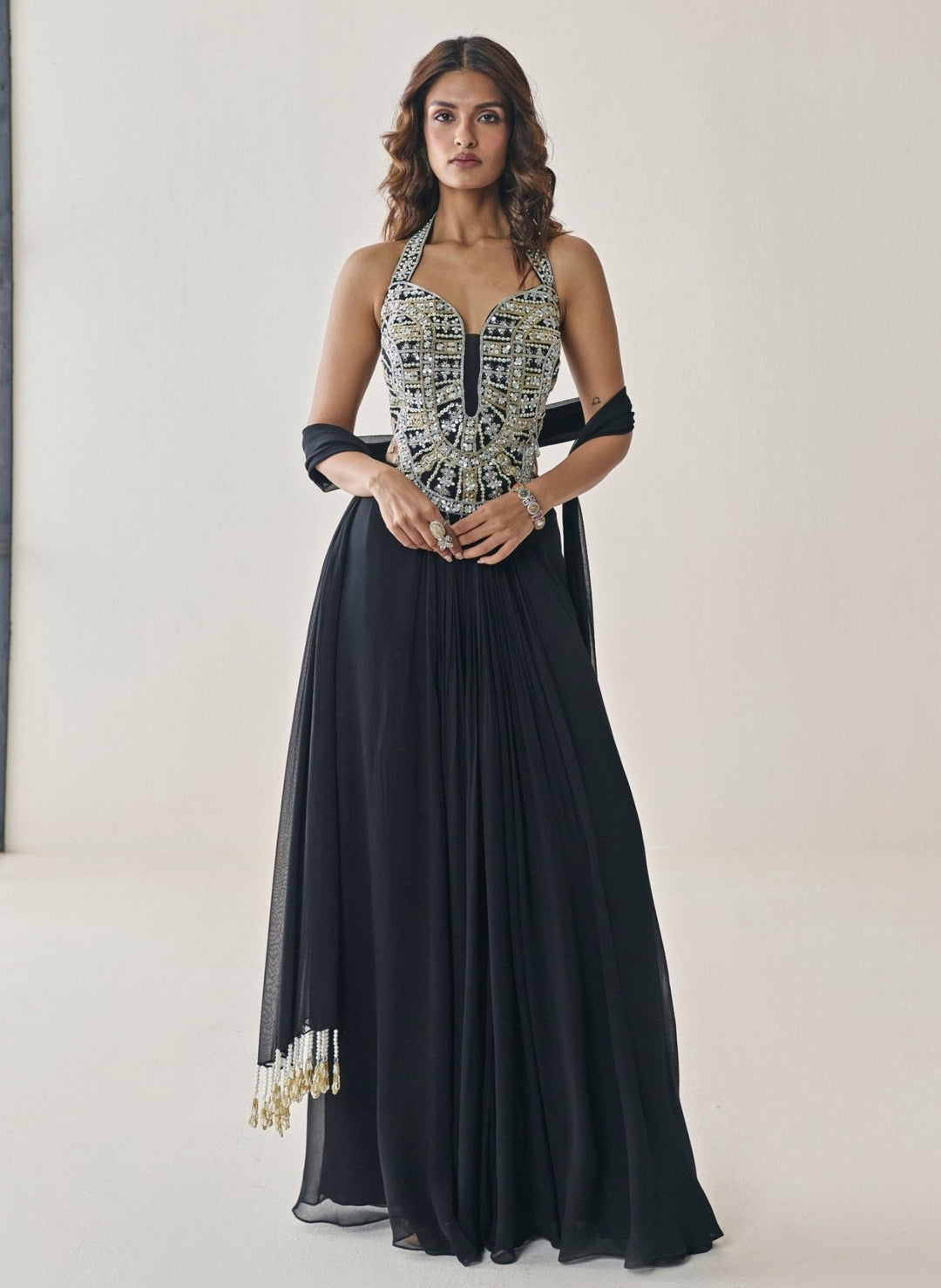 Seema Thukral Black Georgette Lehenga SetFabilicious Fashion