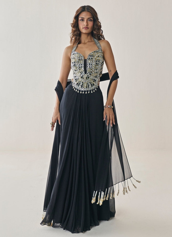 Seema Thukral Black Georgette Lehenga SetFabilicious Fashion