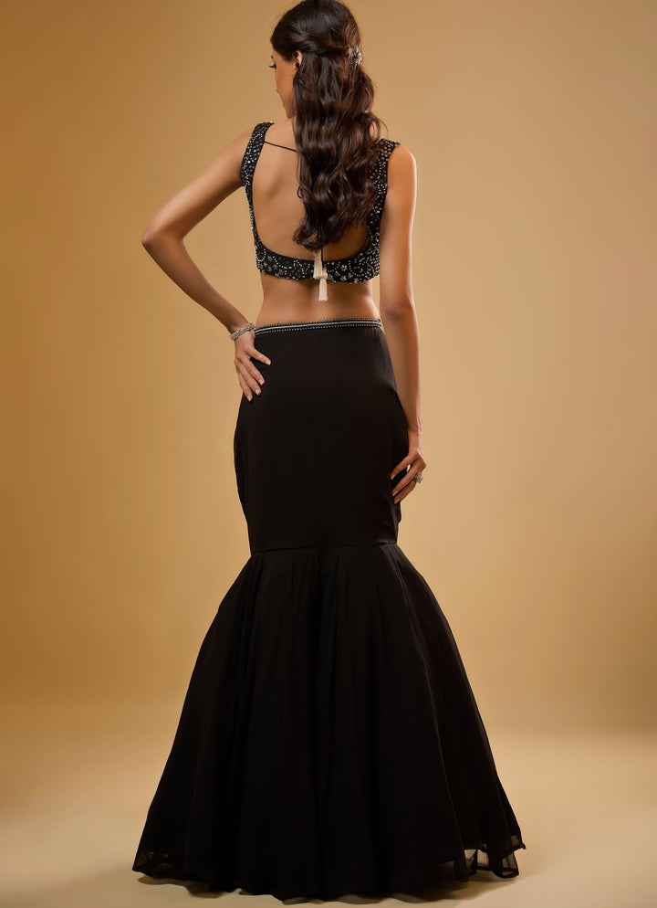 Black Georgette Mermaid Lehenga Set Renee Label - Fabilicious Fashion
