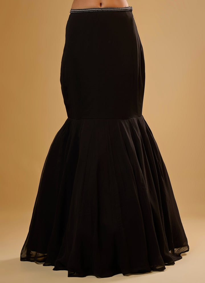 Black Georgette Mermaid Lehenga Set Renee Label - Fabilicious Fashion