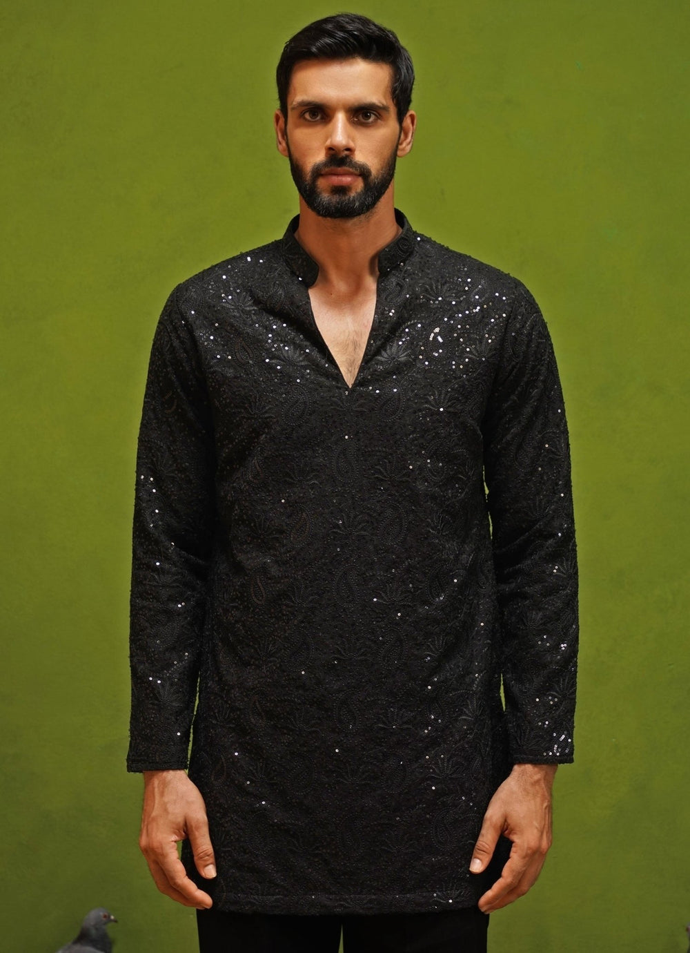 Kalpraag Black Georgette Short Kurta Pants SetFabilicious Fashion