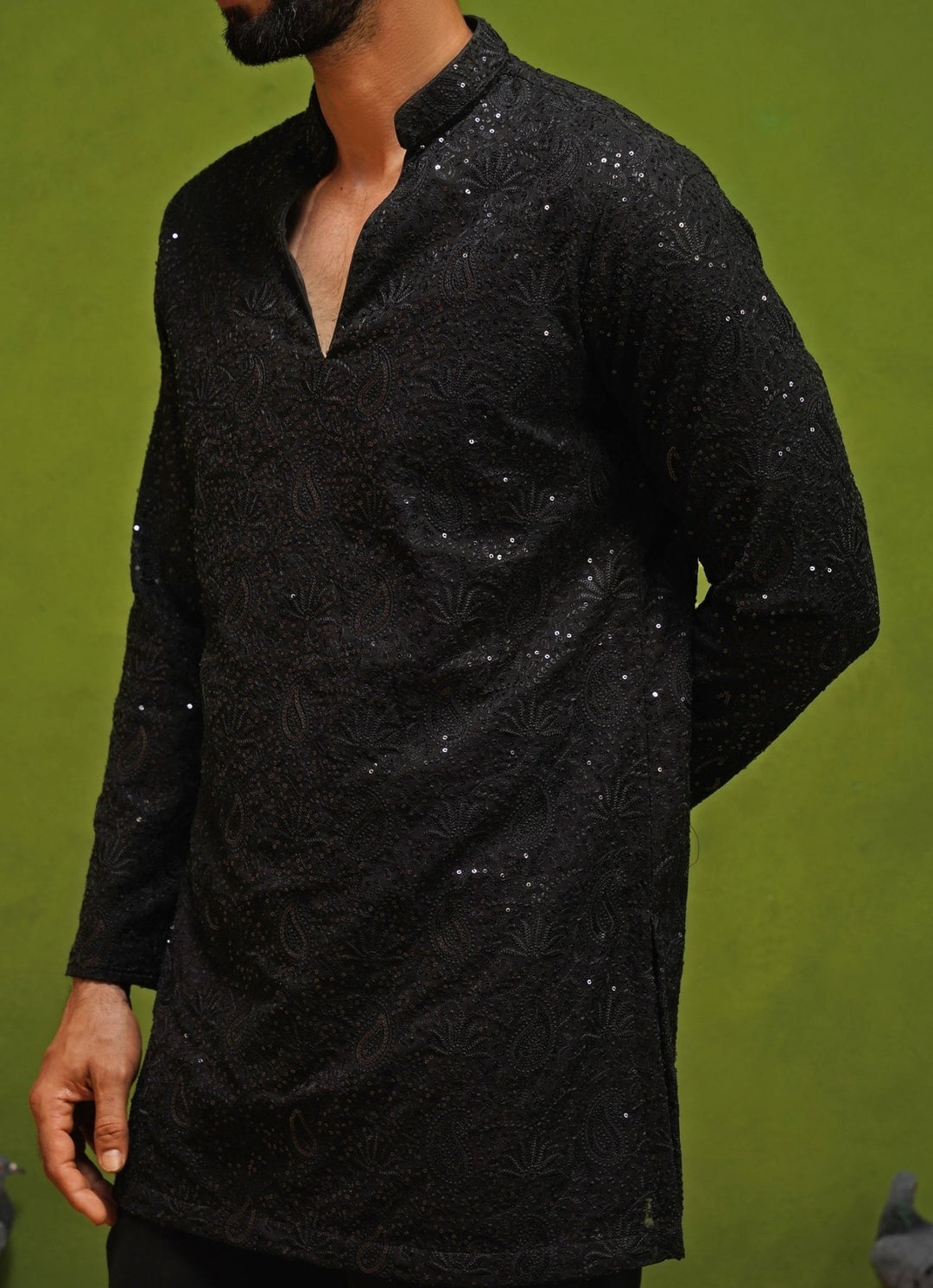 Kalpraag Black Georgette Short Kurta Pants SetFabilicious Fashion