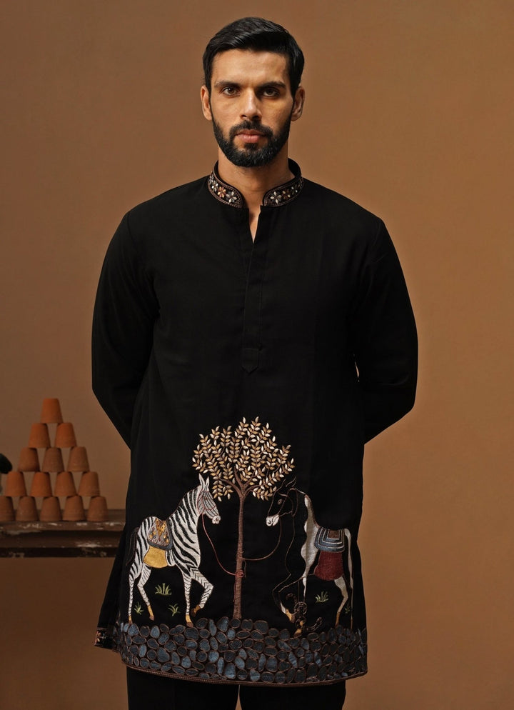 Kalpraag Black Georgette Short Kurta SetFabilicious Fashion