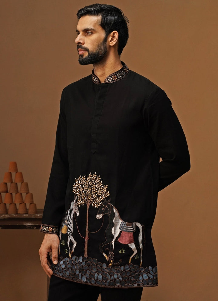 Kalpraag Black Georgette Short Kurta SetFabilicious Fashion