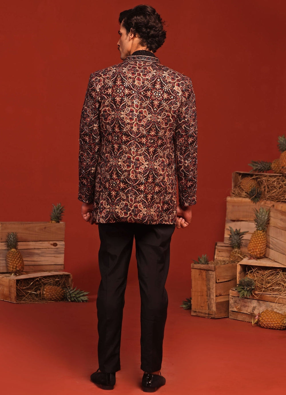 Black Hand - Embroidered Jodhpuri Suit Set Kalpraag - Fabilicious Fashion