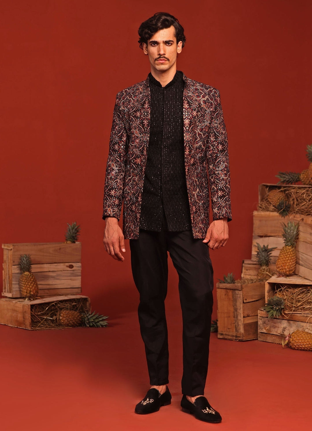 Black Hand - Embroidered Jodhpuri Suit Set Kalpraag - Fabilicious Fashion
