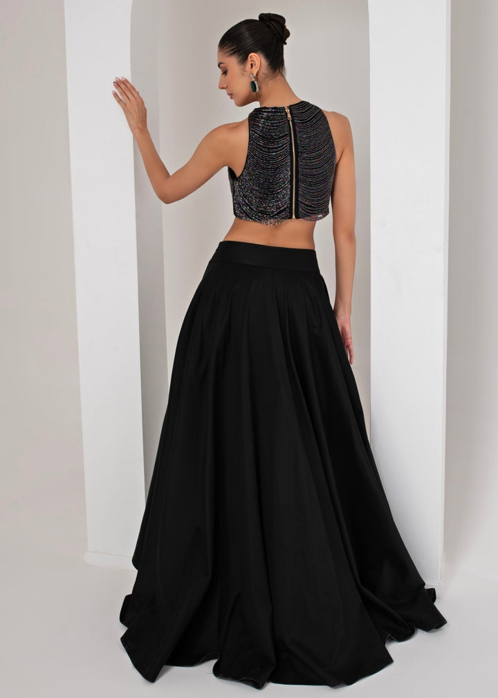 Black High Low Skirt with Nalki Blouse Akara - Fabilicious Fashion