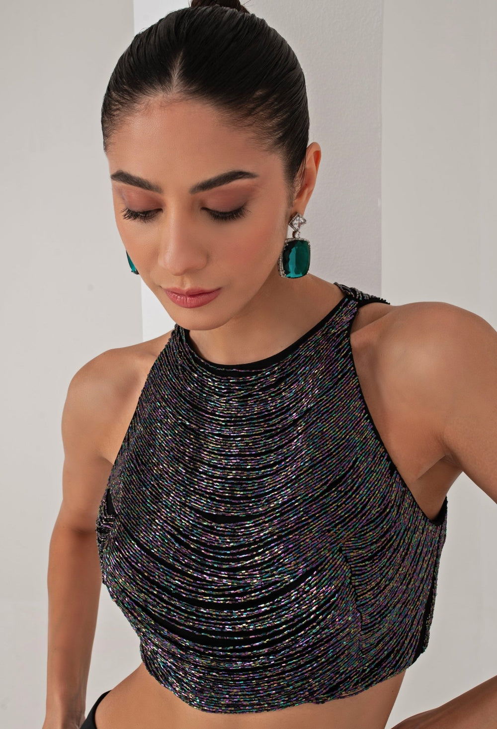 Black High Low Skirt with Nalki Blouse Akara - Fabilicious Fashion