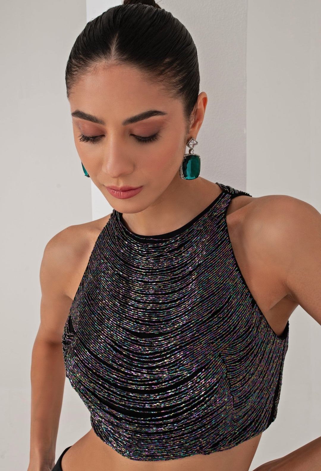 Black High Low Skirt with Nalki Blouse Akara - Fabilicious Fashion