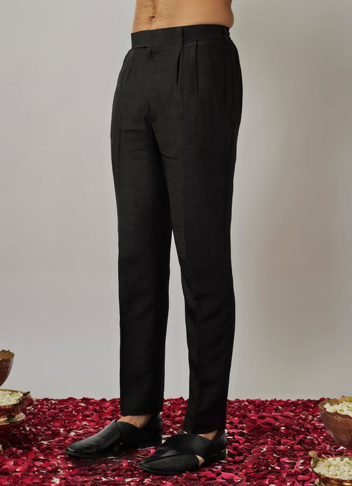 Black Kurta Pant Set with Embroidered Bandi Jacket Renee Label - Men - Fabilicious Fashion