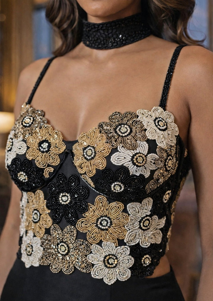 Black Mermaid Lehenga With Corset Blouse Shrena Hirawat - Fabilicious Fashion