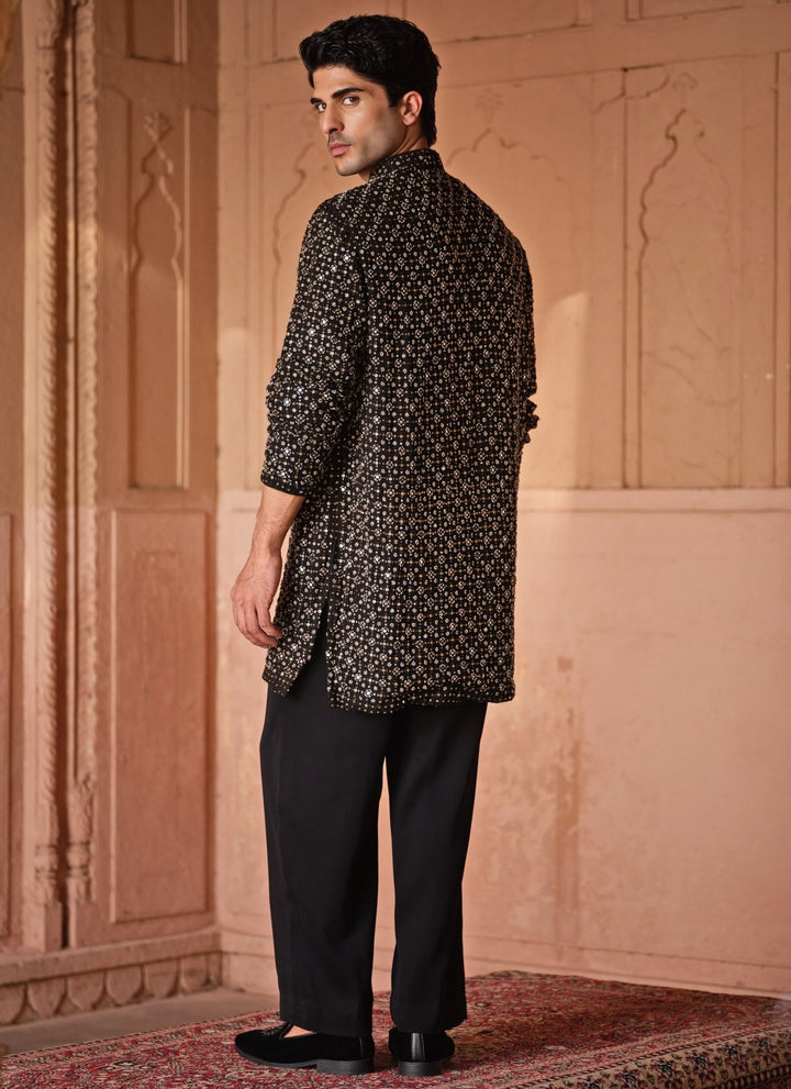 Darzi House Black Mirror Georgette Kurta Pants SetFabilicious Fashion