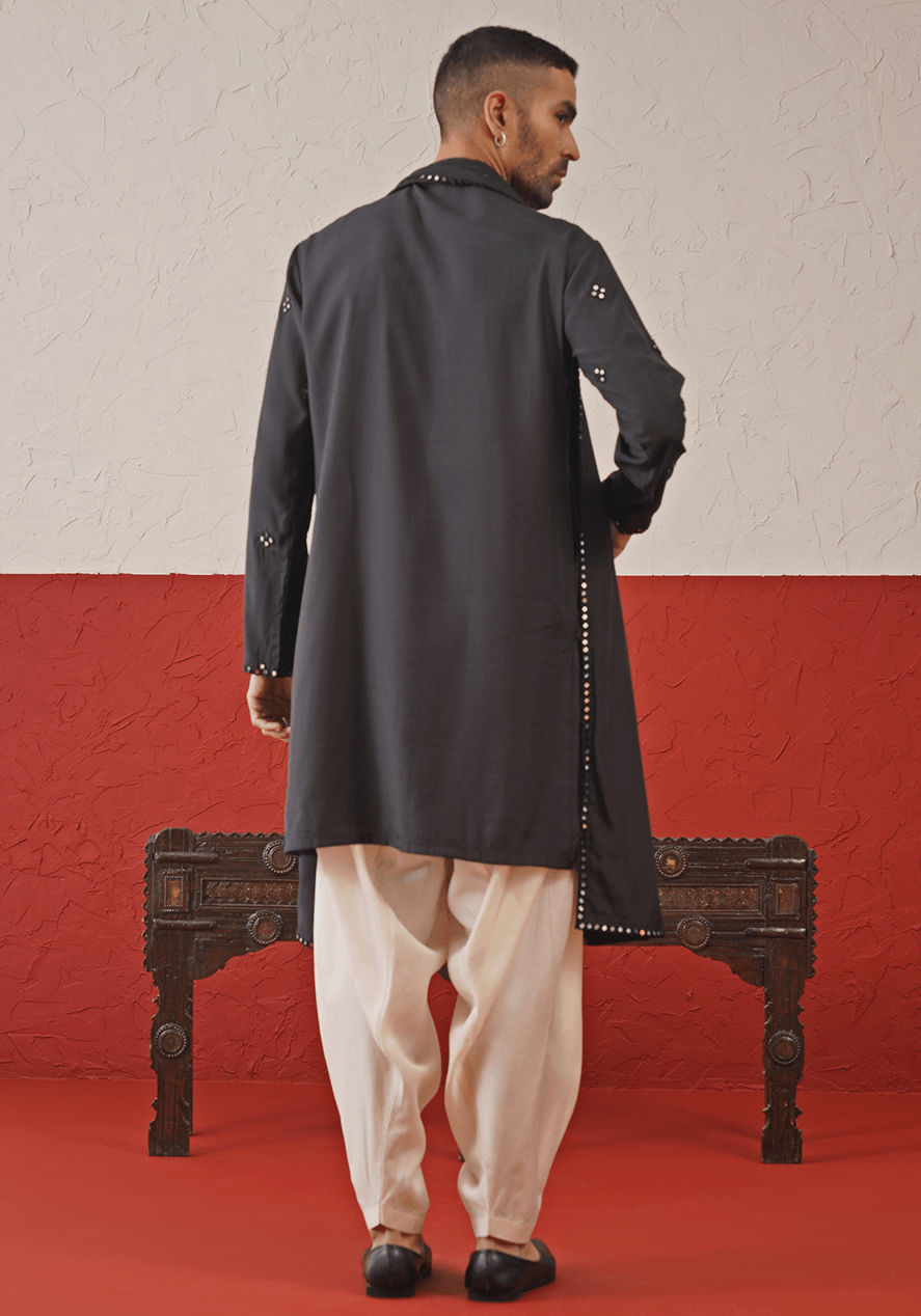 Black Mirror Work Kurta Kalpraag - Fabilicious Fashion