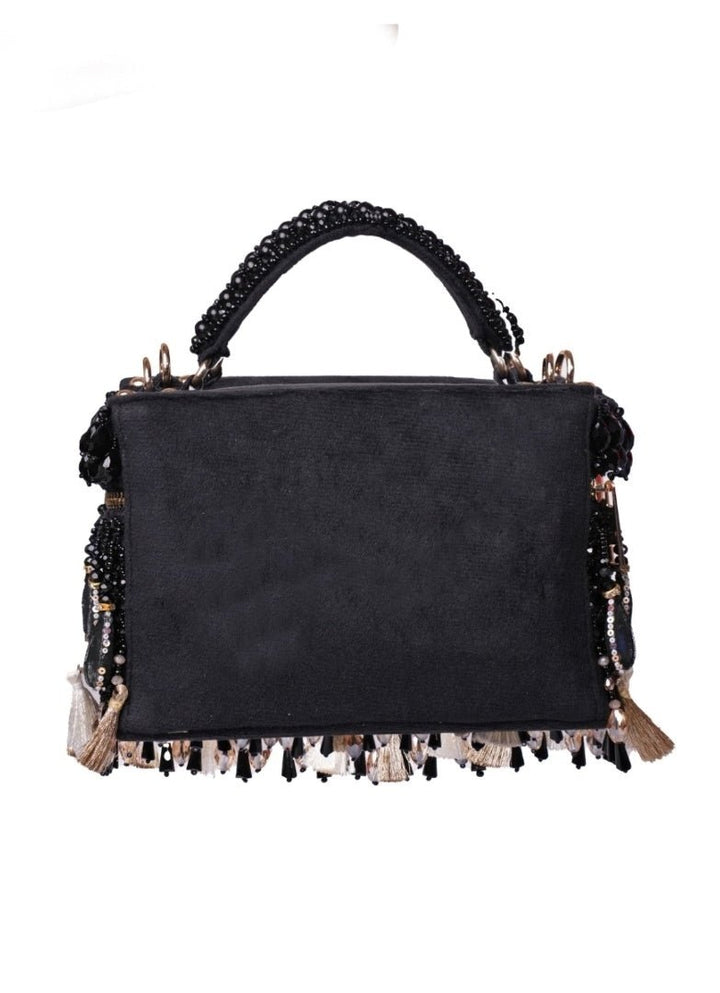 Black Mirrorwork Embellished Vanity Bag House of Kosha - Fabilicious Fashion