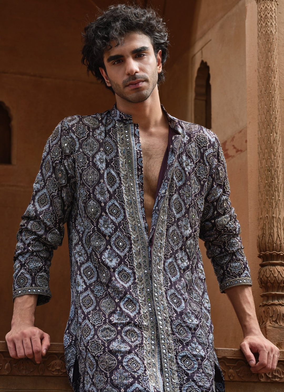 Darzi House Black Modal Satin Mirror Kurta SetFabilicious Fashion