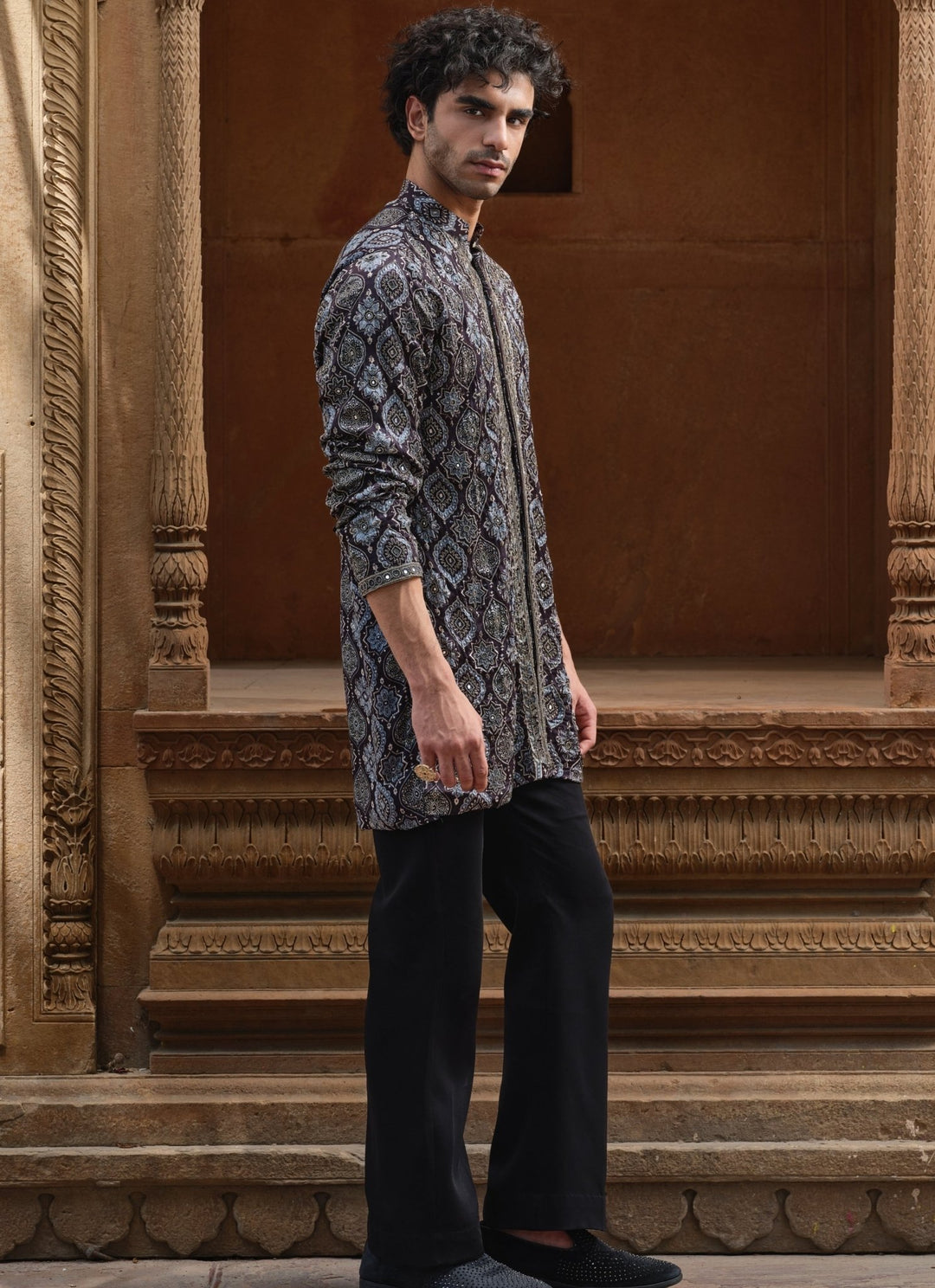 Darzi House Black Modal Satin Mirror Kurta SetFabilicious Fashion