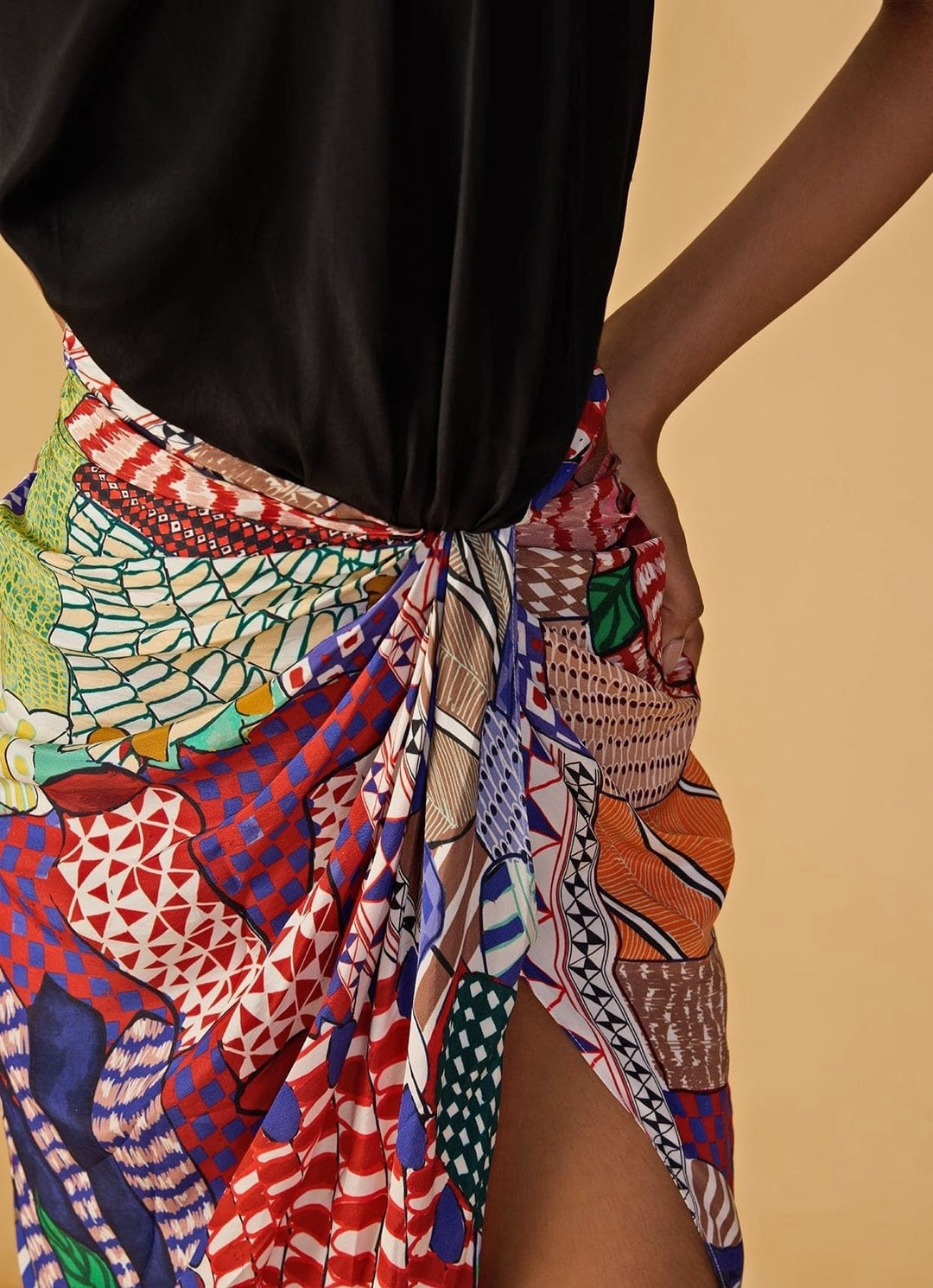 Saaksha &amp; Kinni Black Multicolour Printed Halter DressFabilicious Fashion