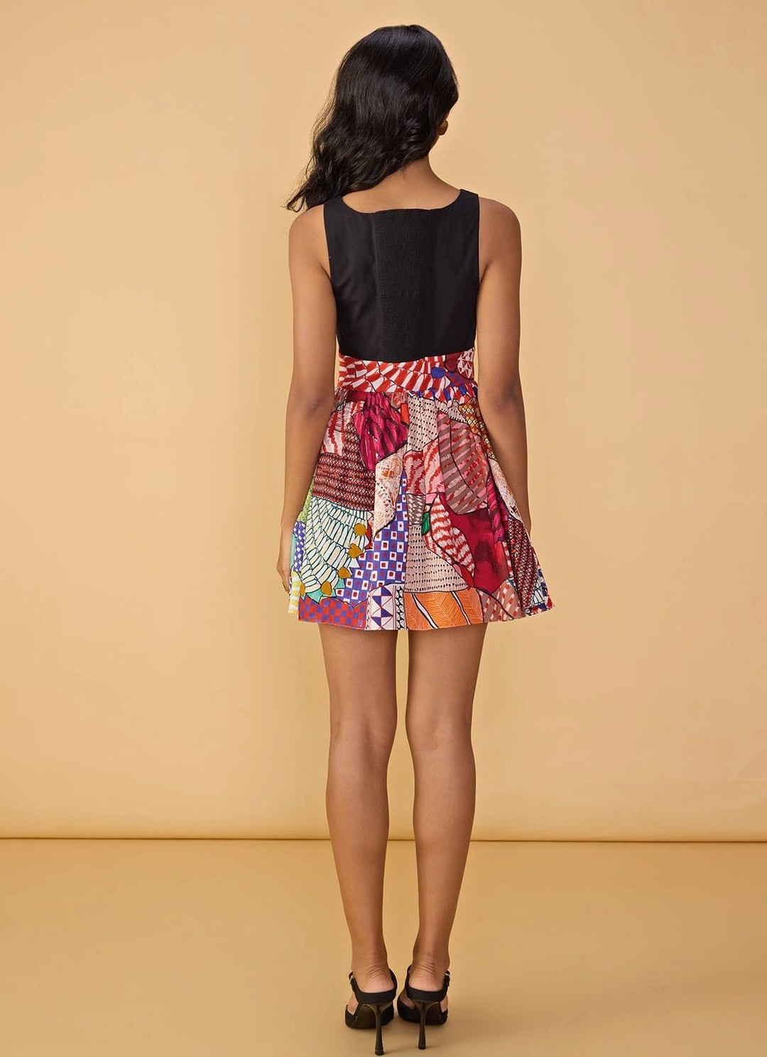 Black Multicolour Printed Short Dress Saaksha &amp; Kinni - Fabilicious Fashion