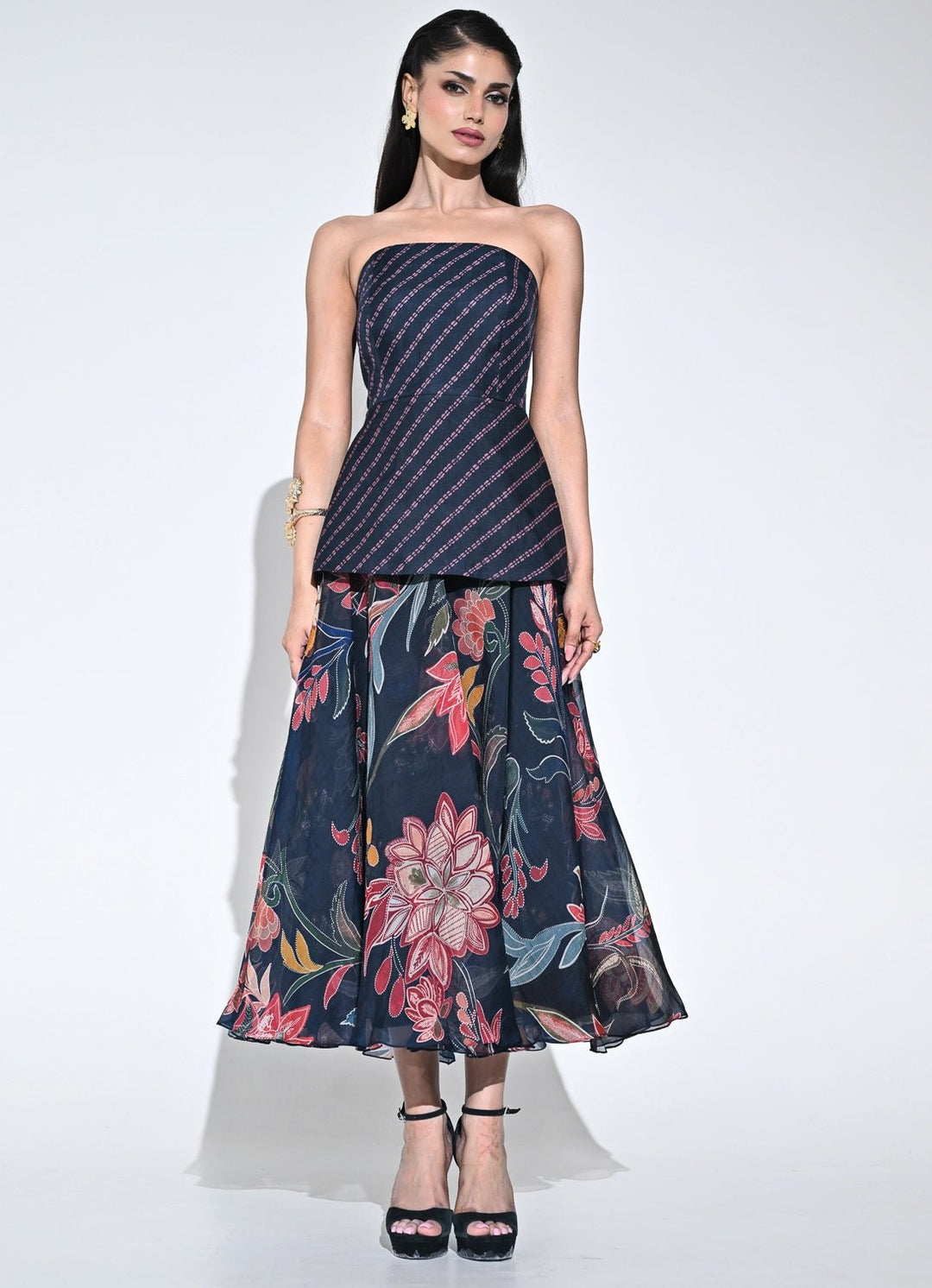 Juhi Bengani Black Organza Dual Midi Corset DressFabilicious Fashion