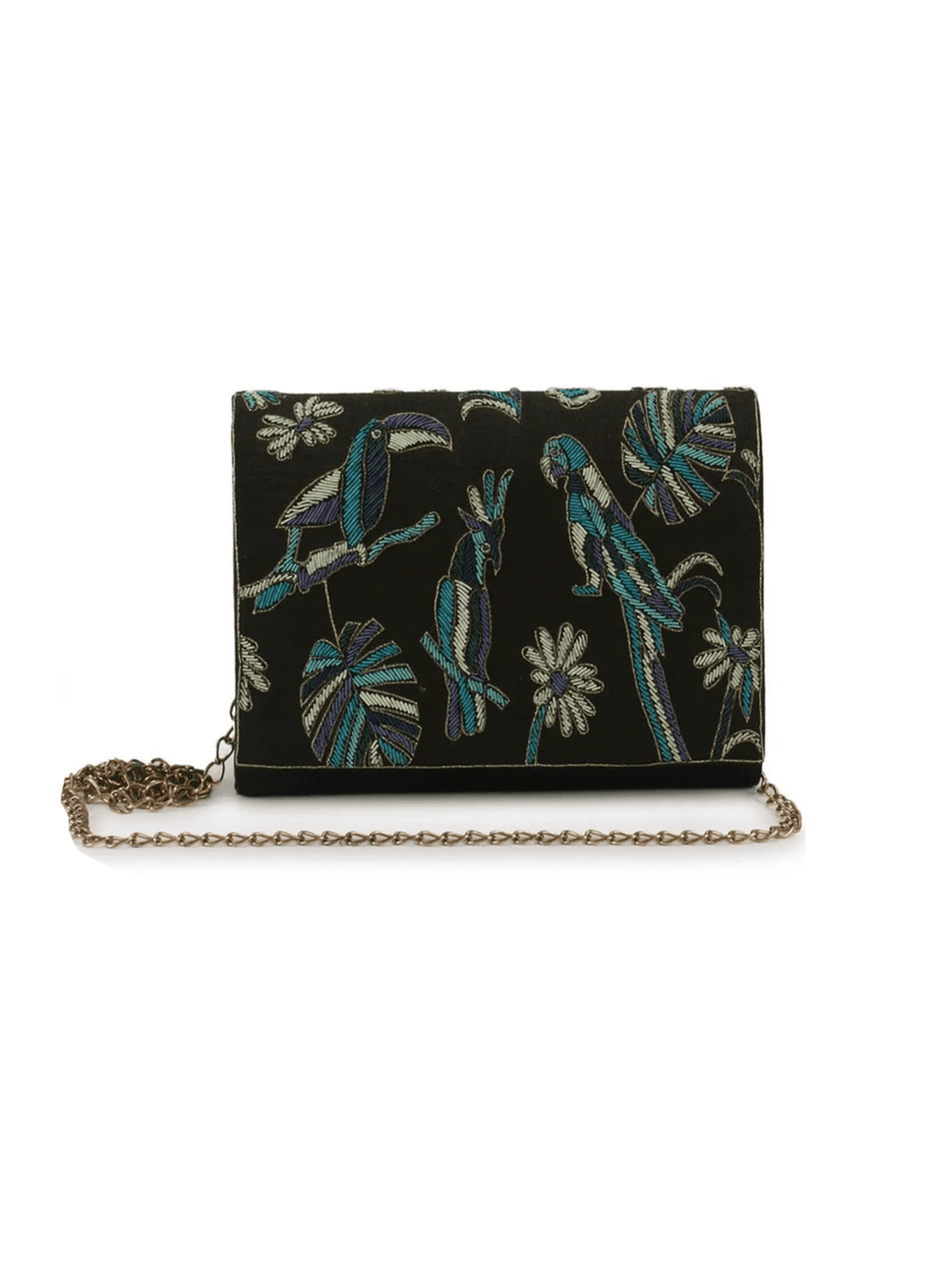 Black Parrot & Toucan Beads Clutch The Purple Sack - Fabilicious Fashion
