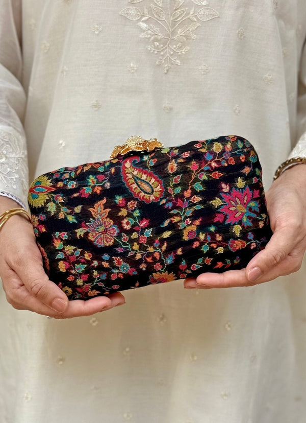 Black Pashmina Cashmere Clutch