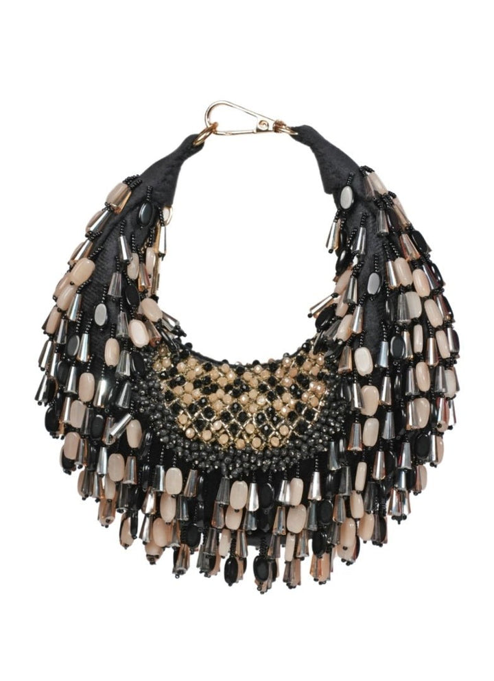 Black Pastel Suede Embellished Hobo Bag House of Kosha - Fabilicious Fashion