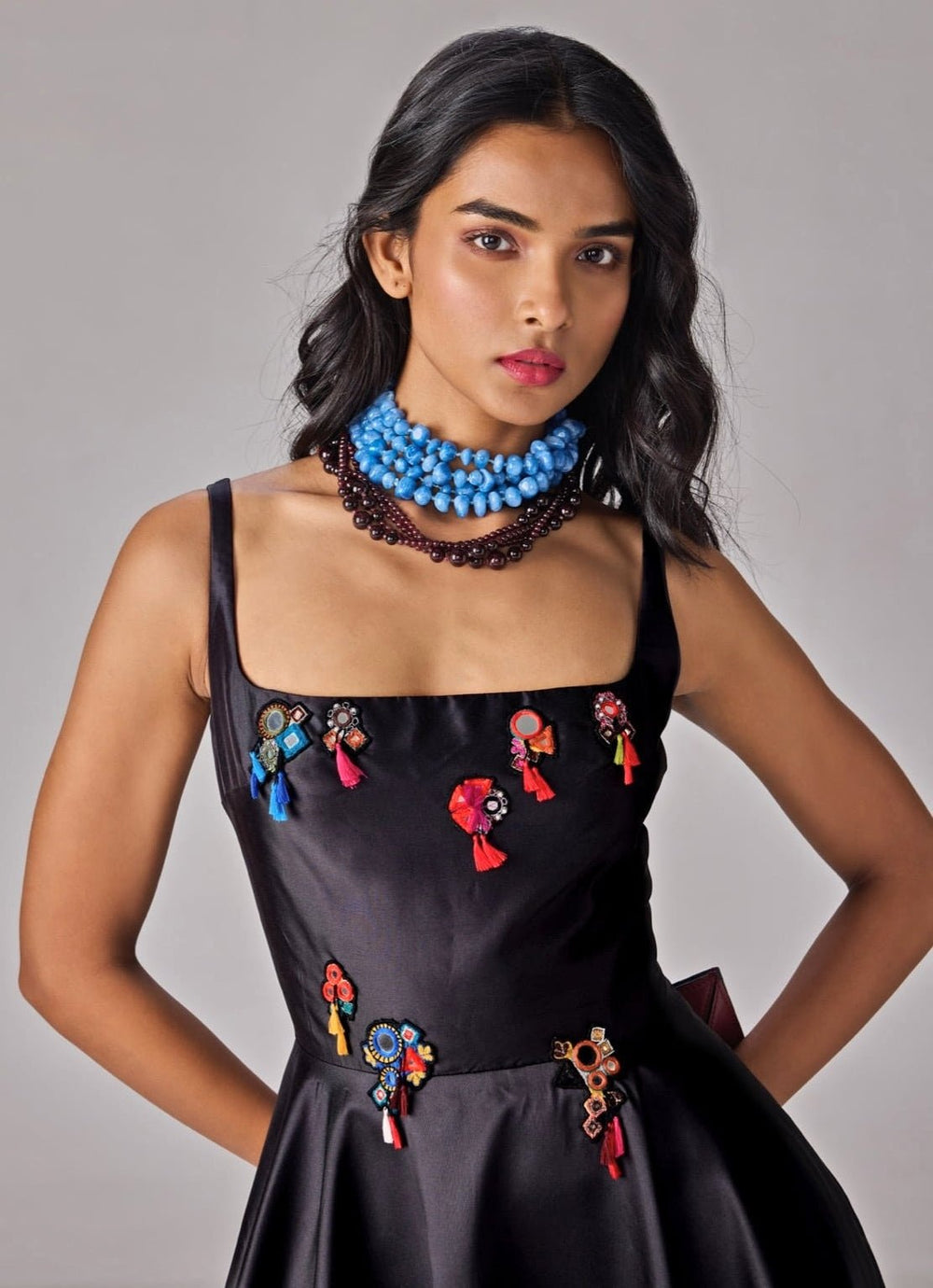 Black Print Midi Dress Saaksha & Kinni - Fabilicious Fashion