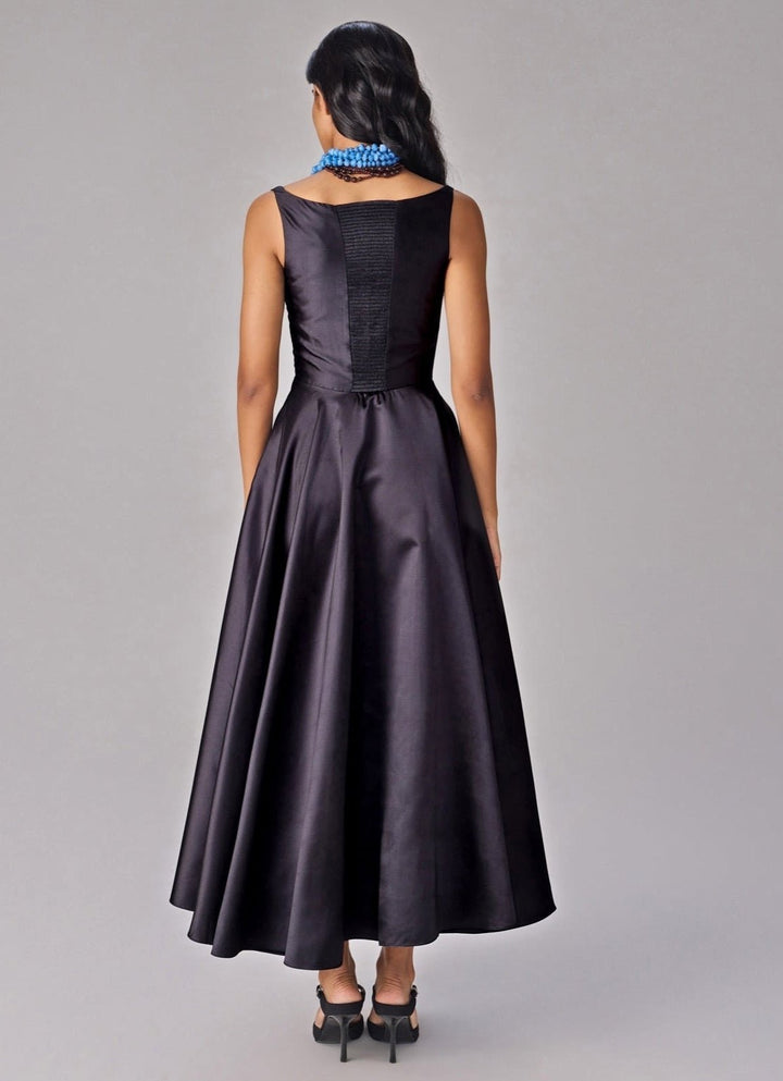 Black Print Midi Dress Saaksha &amp; Kinni - Fabilicious Fashion