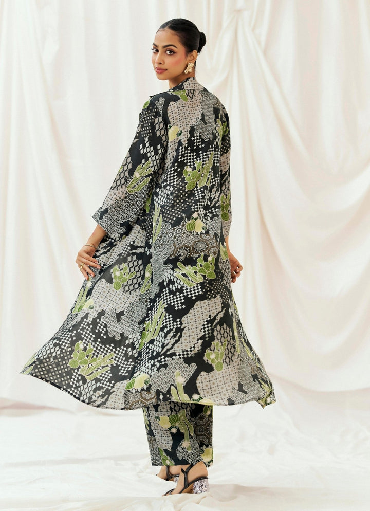 Black Printed Pant With Jacket Set Redpine - Fabilicious Fashion