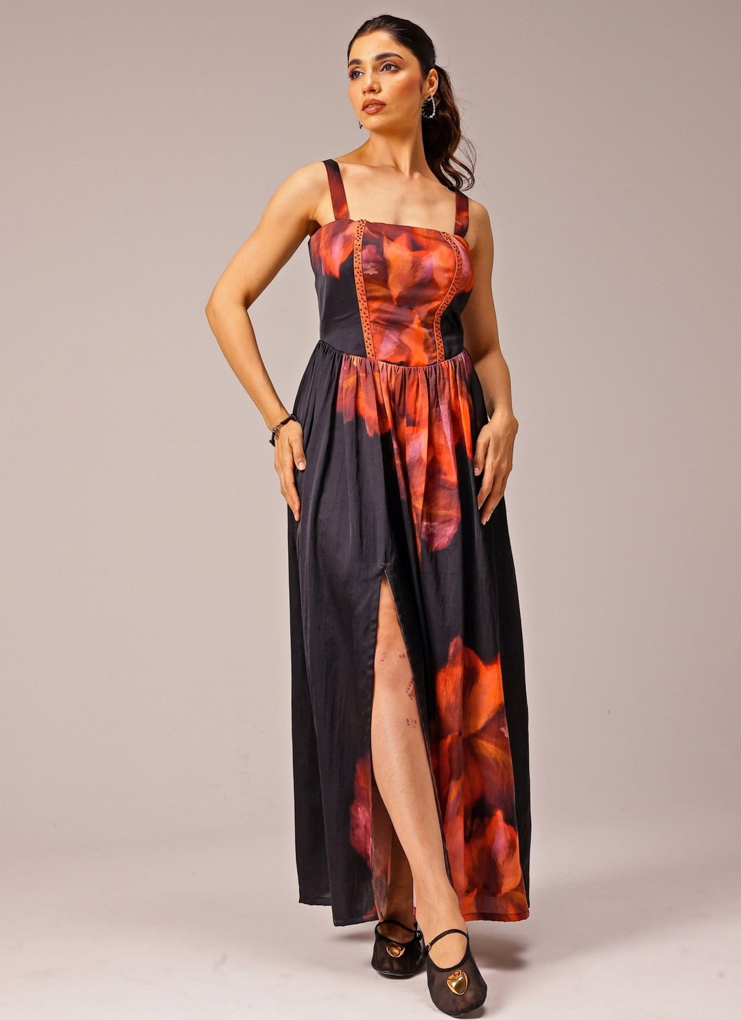 Studio Surbhi Black Printed Satin Corset DressFabilicious Fashion