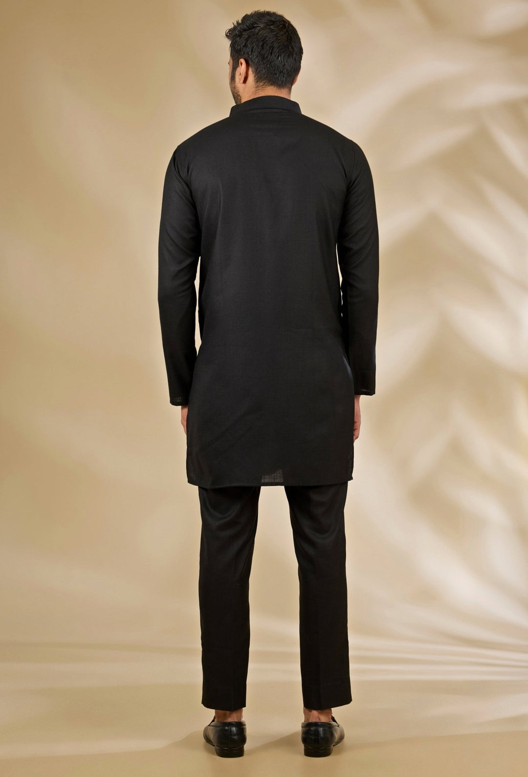 Manish Nagdeo Men Black Printed Silk Bandhgala SetFabilicious Fashion