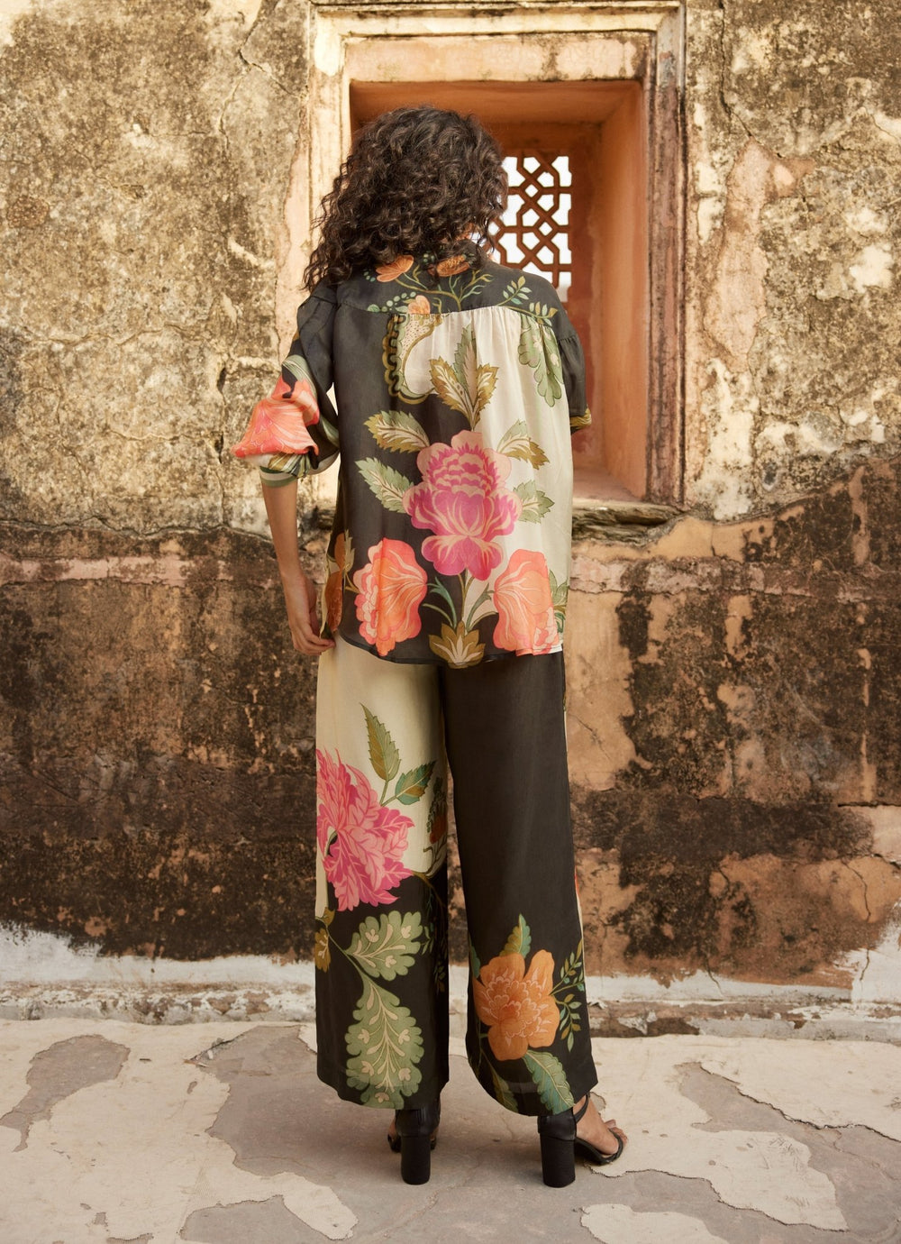 Black Printed Silk Co Ord Set Paulmi and Harsh - Fabilicious Fashion