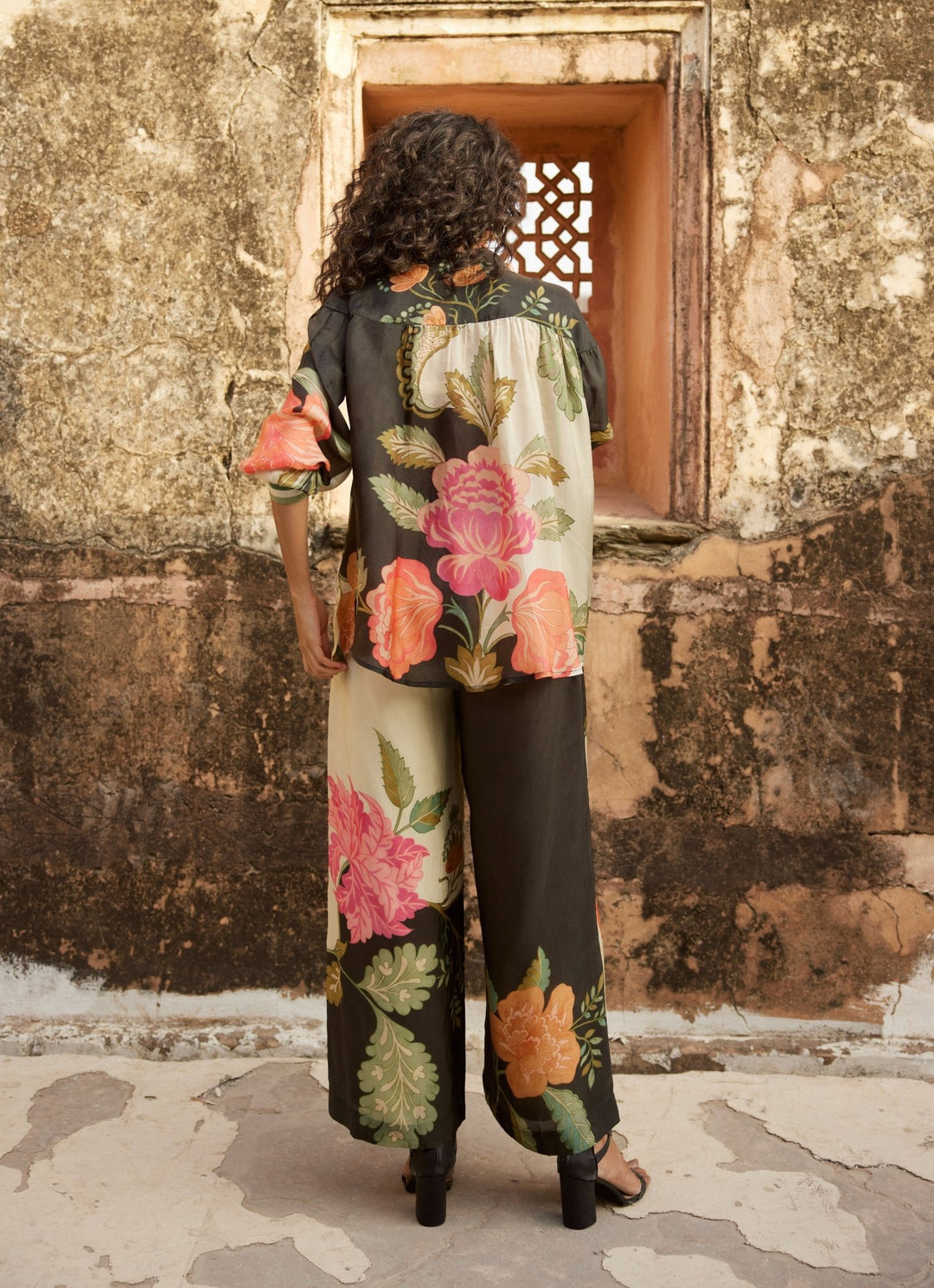 Black Printed Silk Co Ord Set Paulmi and Harsh - Fabilicious Fashion