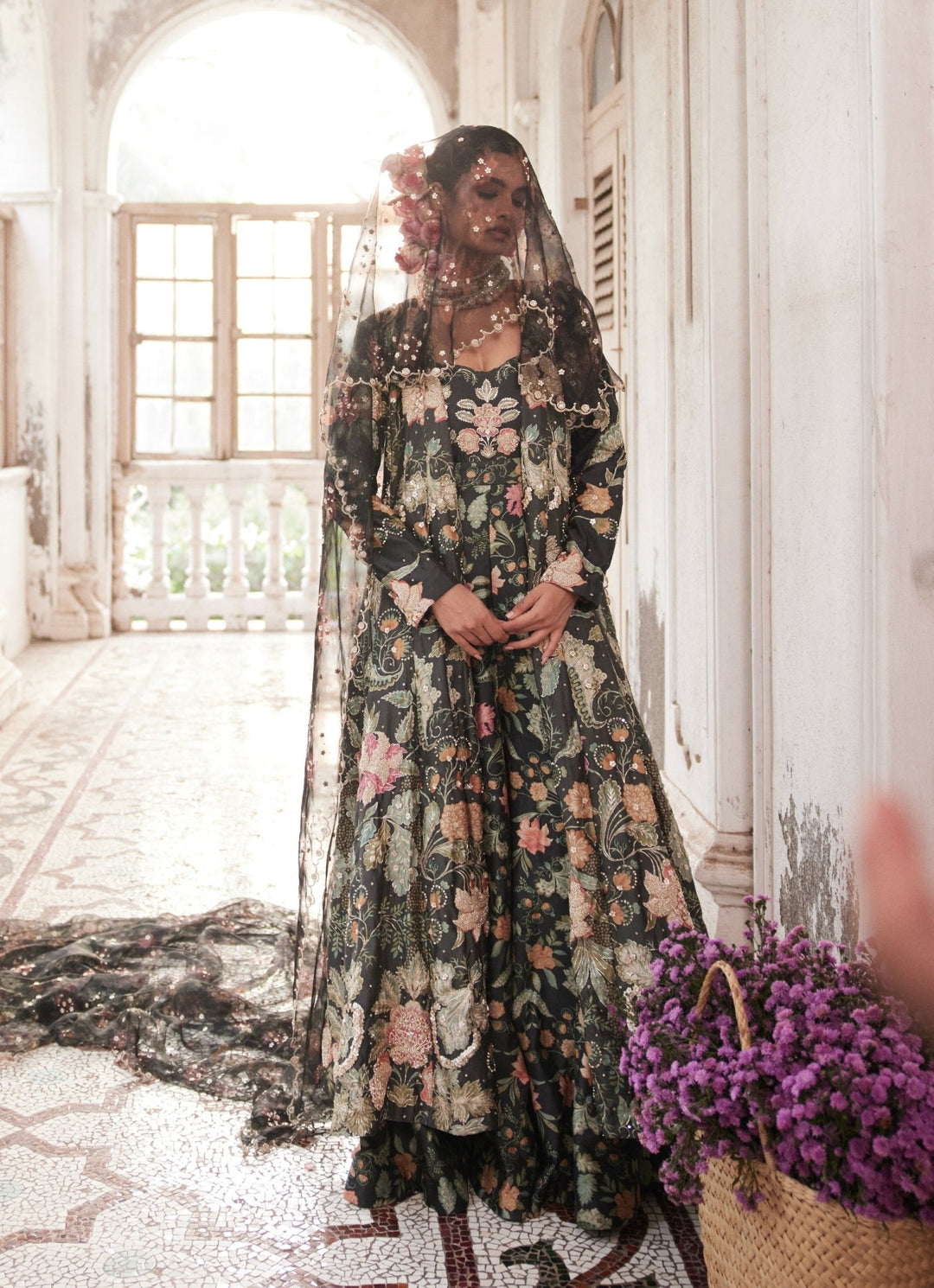 Black Printed Silk Jumpsuit Paulmi and Harsh - Fabilicious Fashion