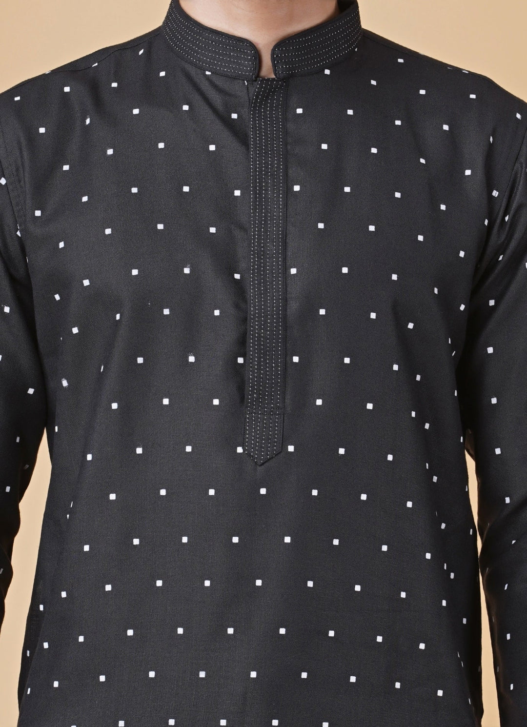 Black Printed Silk Kurta Pants Set Manish Nagdeo Men - Fabilicious Fashion