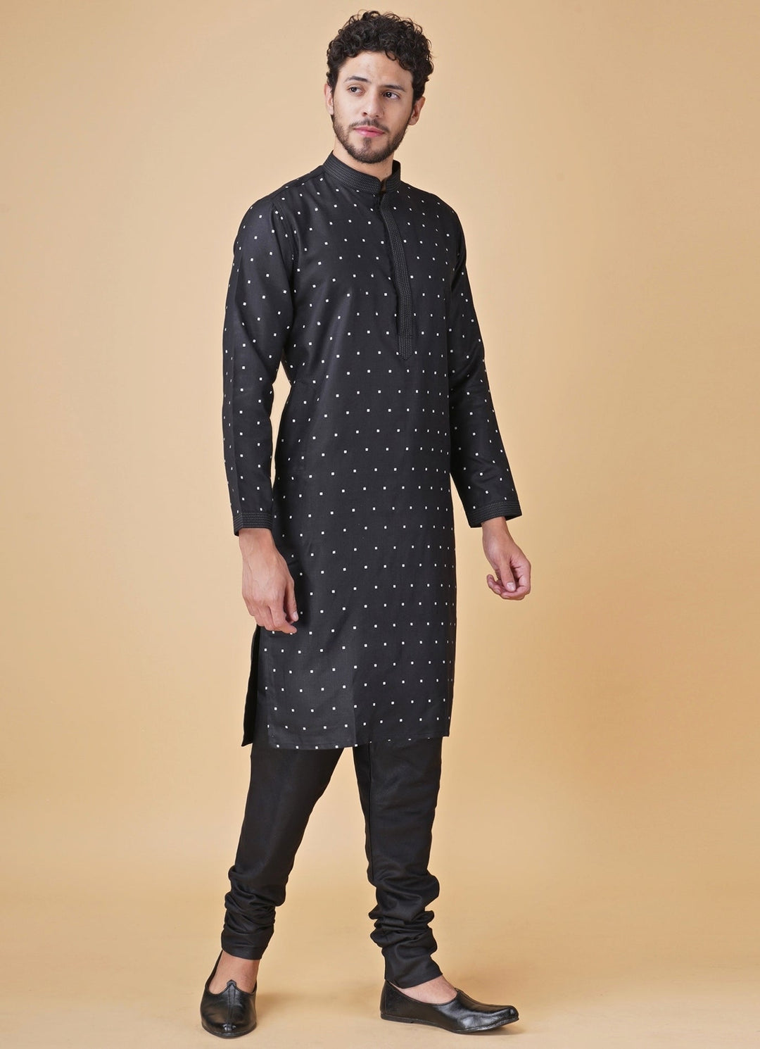 Black Printed Silk Kurta Pants Set Manish Nagdeo Men - Fabilicious Fashion
