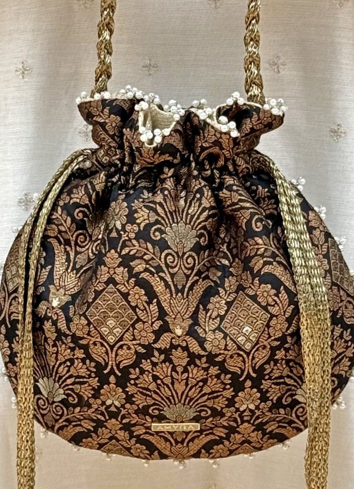 Amyra Black Pure Silk PotliFabilicious Fashion
