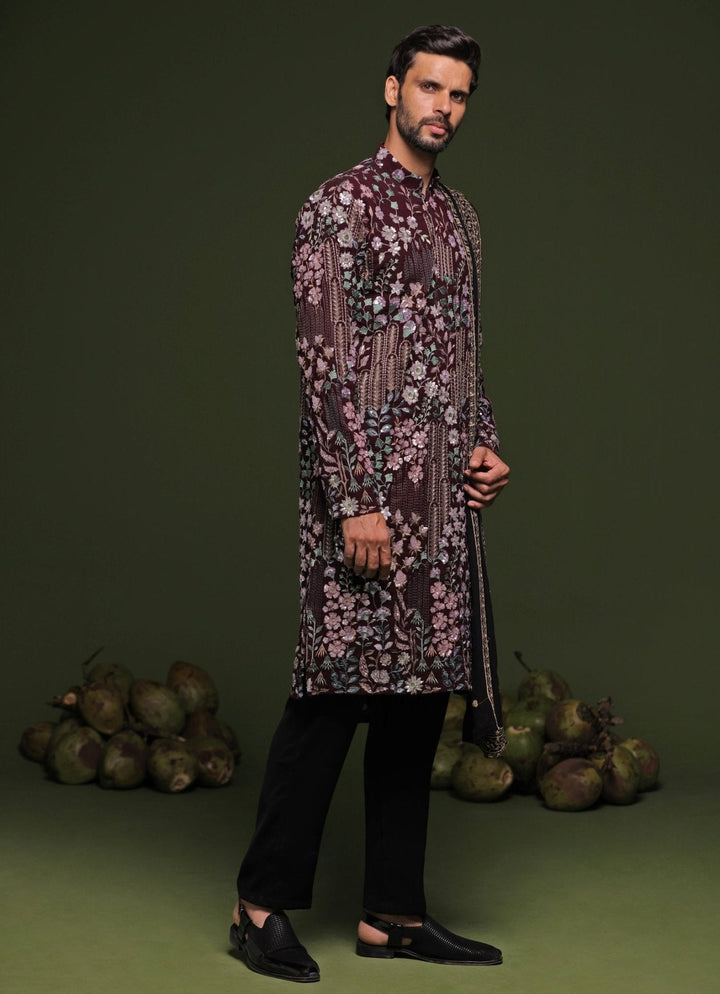 Black Resham Embroidered Kurta Patiala Pant Set With Dupatta Kalpraag - Fabilicious Fashion