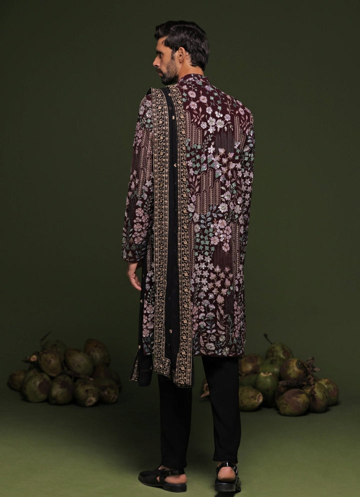 Black Resham Embroidered Kurta Patiala Pant Set With Dupatta Kalpraag - Fabilicious Fashion