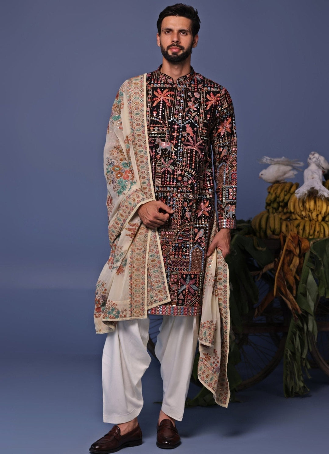 Black Resham Embroidered Kurta Patiala Set Kalpraag - Fabilicious Fashion