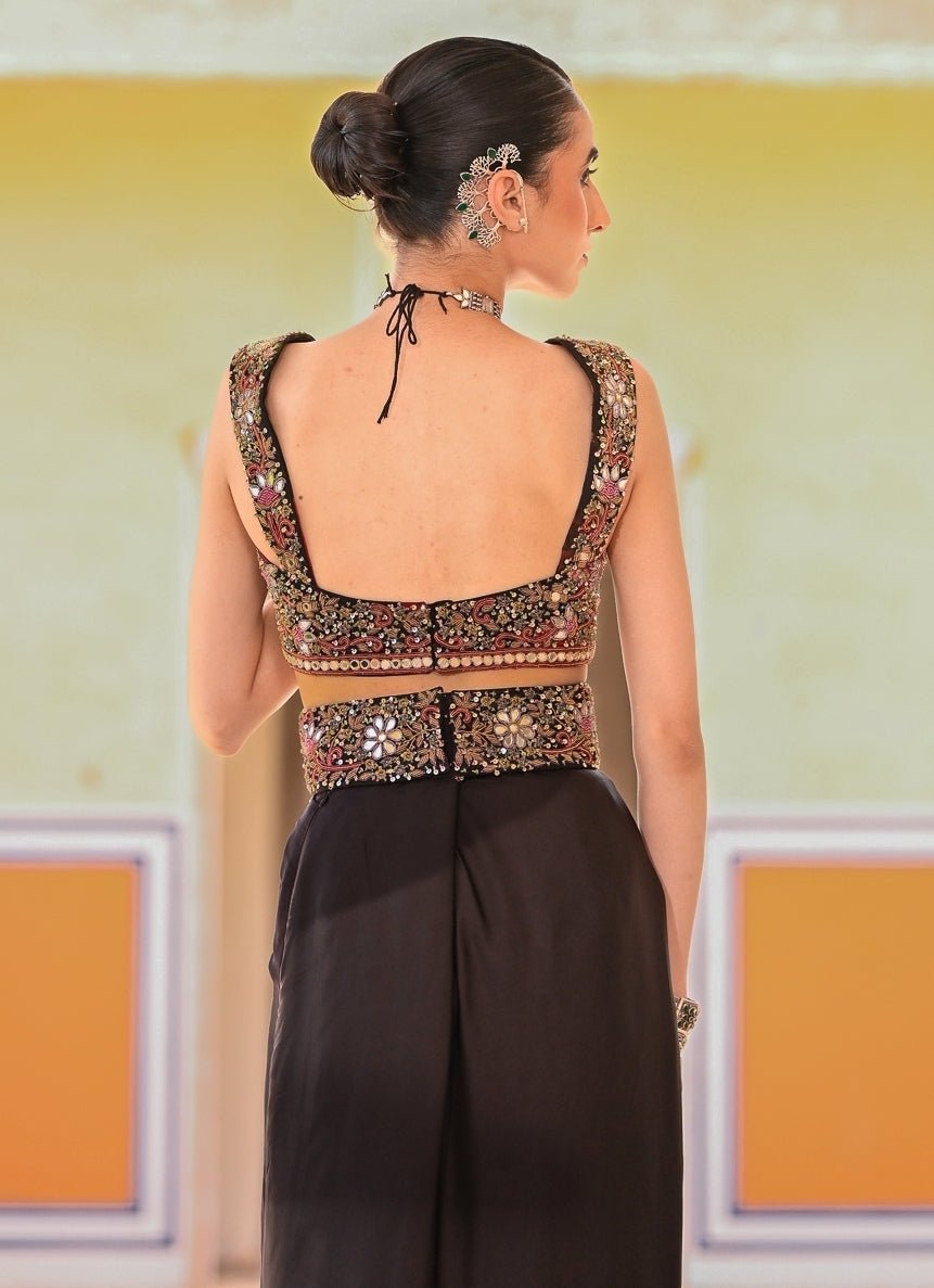 Juhi Bengani Black Satin Cowl Skirt SetFabilicious Fashion
