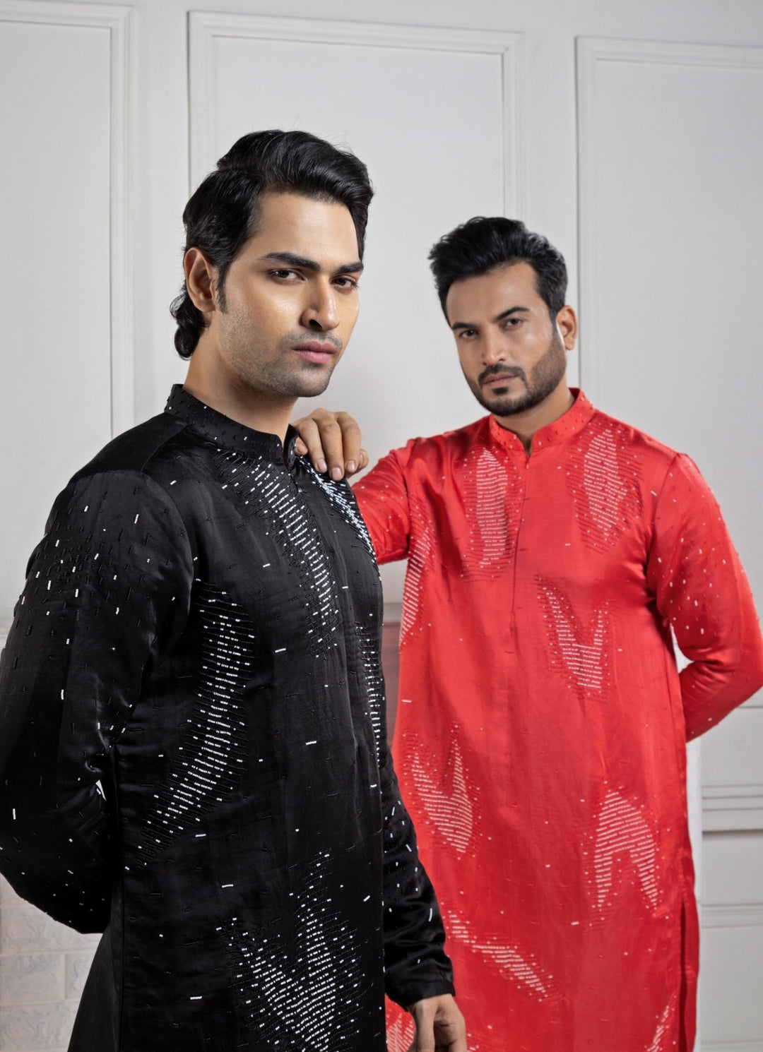 Black Satin Embroidered Kurta Pant Set Smriti - Fabilicious Fashion